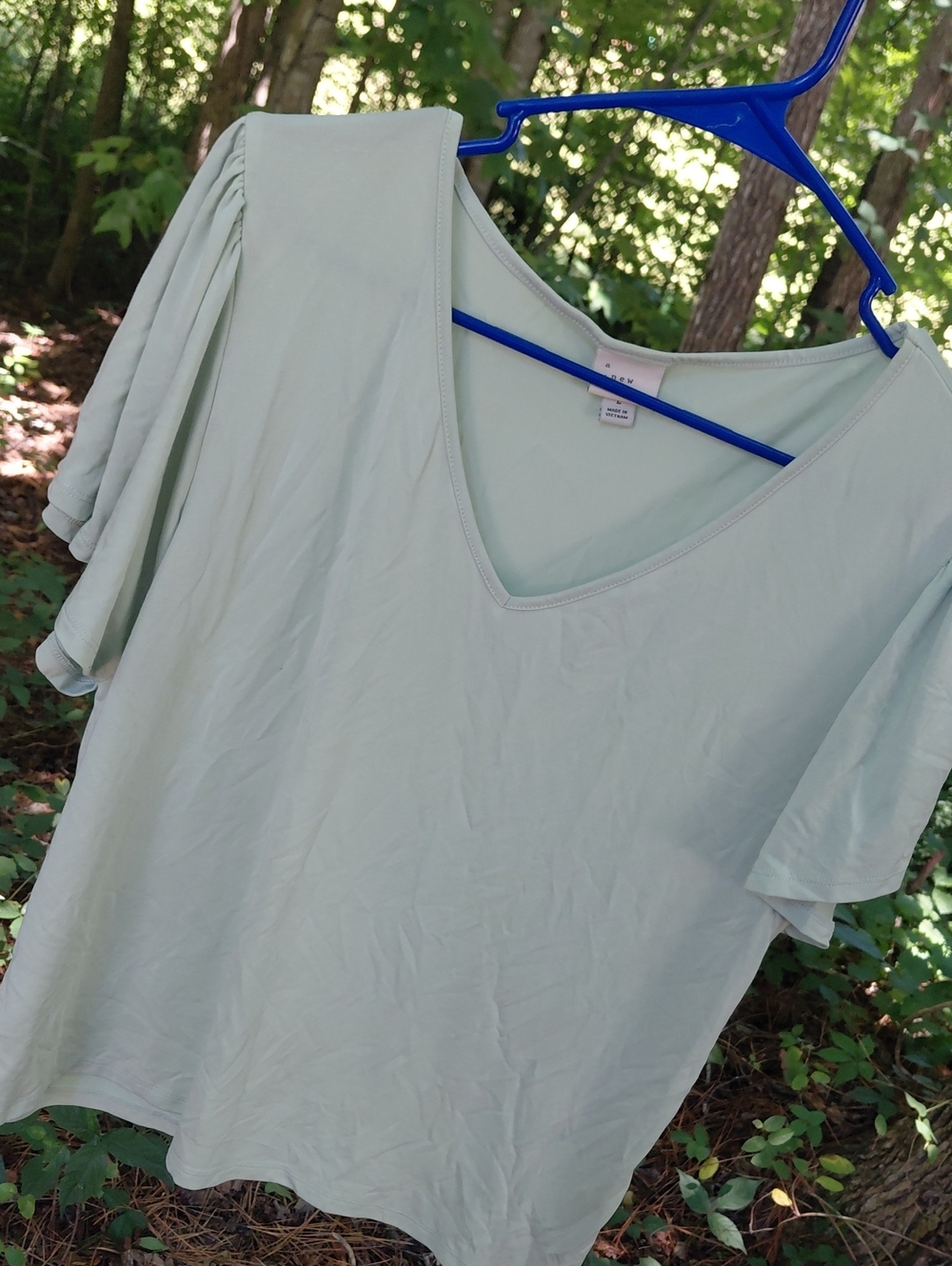a new day Light Mint V-Neck Flutter Sleeve Tee